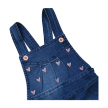 Jardineira Curta Jeans Feminina Coração 2121 - Petit Tathi  