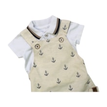 Jardineira Curto Estampado Ancoras com Body 2 Peças 2001131 - Milon