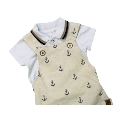 Jardineira Curto Estampado Ancoras com Body 2 Peças 2001131 - Milon