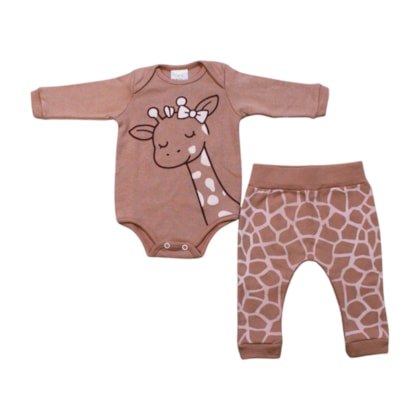 Kit Body e Mijão Feminino com Silk Girafa 1378 - Bebê Precioso