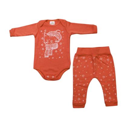 Kit Body e Mijão Feminino Estampado Gatinha 1178/79 - Bebê Precioso