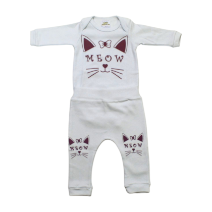 Kit Body e Mijão Feminino Estampado Meow 1182/83 - Bebê Precioso
