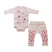 Kit Body e Mijão Feminino Estampado Passarinhos 1172/73 - Bebê Precioso 