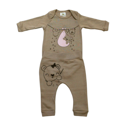 Kit Body e Mijão Feminino Estampado Ursinha 1176/77 - Bebê Precioso 