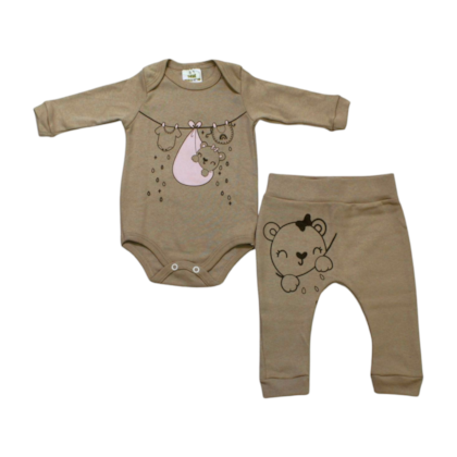 Kit Body e Mijão Feminino Estampado Ursinha 1176/77 - Bebê Precioso 