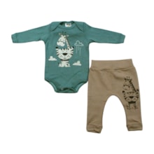 Kit Body e Mijão Masculino com Silk Bichos 1412 - Bebê Precioso