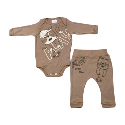 Kit Body e Mijão Masculino com Silk Bichos 1418 - Bebê Precioso