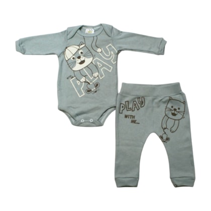 Kit Body e Mijão Masculino com Silk Bichos 1418 - Bebê Precioso