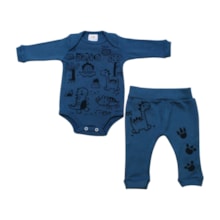 Kit Body e Mijão Masculino com Silk Dinossauros 1410 - Bebê Precioso