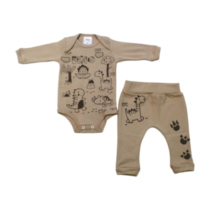 Kit Body e Mijão Masculino com Silk Dinossauros 1410 - Bebê Precioso