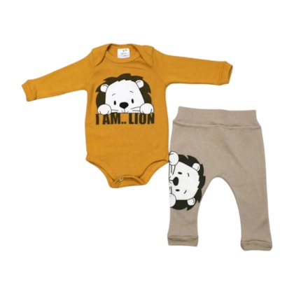 Kit Body e Mijão Masculino com Silk Leão 1422 - Bebê Precioso