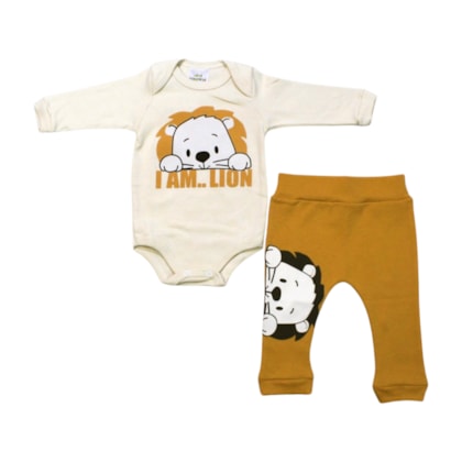 Kit Body e Mijão Masculino com Silk Leão 1422 - Bebê Precioso
