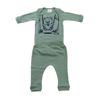 Kit Body e Mijão Masculino Estampado Ursinho 1202/03 - Bebê Precioso
