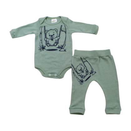 Kit Body e Mijão Masculino Estampado Ursinho 1202/03 - Bebê Precioso