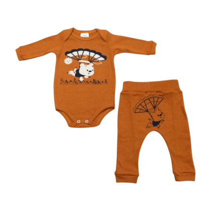 Kit Body e Mijão Masculino Estampado Urso Asa Delta 1208/09 - Bebê Precioso