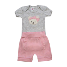 Kit Body e Shorts Bolinhas Feminino 754 - Baby Bee 