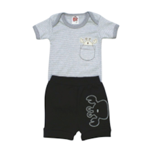 Kit Body e Shorts Masculino Listrado 758 - Baby Bee  