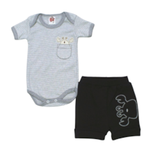 Kit Body e Shorts Masculino Listrado 758 - Baby Bee  