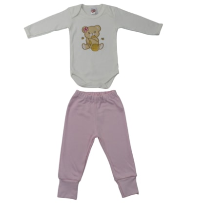Kit Body Manga Longa e Mijão Ursa 1002 - Baby Bee