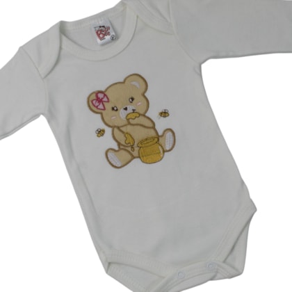 Kit Body Manga Longa e Mijão Ursa 1002 - Baby Bee