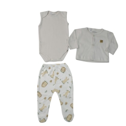 Kit Body Regata, Mijão e Casaco Estampa Coelho 3 Peças 0306170 - Estilinho