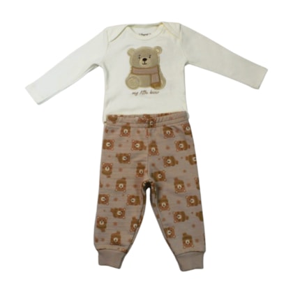 Kit Colan Manga Longa e Mijão Urso Bordado 28956 - Angerô