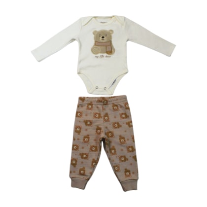 Kit Colan Manga Longa e Mijão Urso Bordado 28956 - Angerô