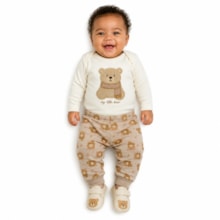 Kit Colan Manga Longa e Mijão Urso Bordado 28956 - Angerô