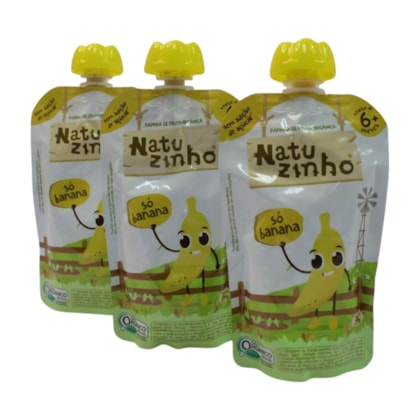 Kit Com 3 Unidades Papinha de Frutas Orgânica Banana 9m+ 3592 - Natuzinho