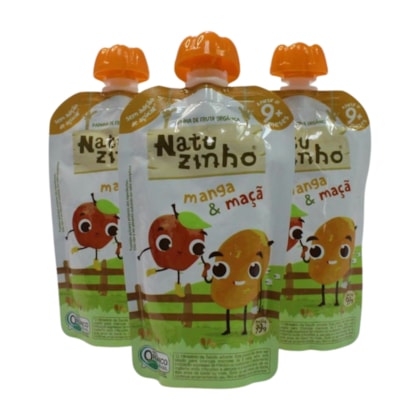 Kit Com 3 Unidades  Papinha de Frutas Orgânica  Manga e Maçã 9m+ 3593 - Natuzinho