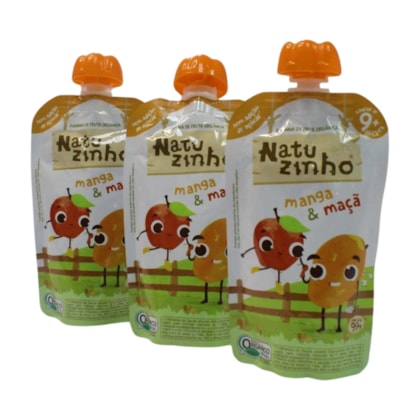 Kit Com 3 Unidades  Papinha de Frutas Orgânica  Manga e Maçã 9m+ 3593 - Natuzinho