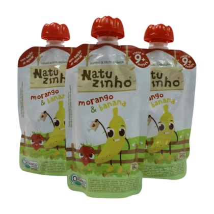 Kit com 3 Unidades Papinha de Frutas Orgânica Morango e Banana 9m+ 3594 - Natuzinho