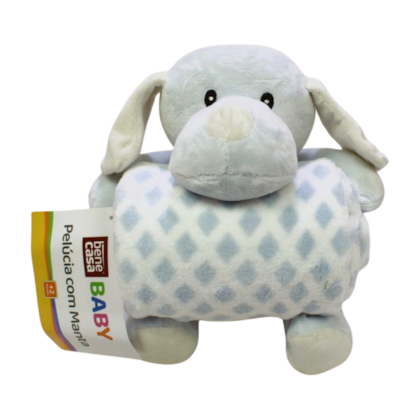 Kit Manta com Bichinho Pelúcia Cachorro Azul 11338 - Bene Casa Baby