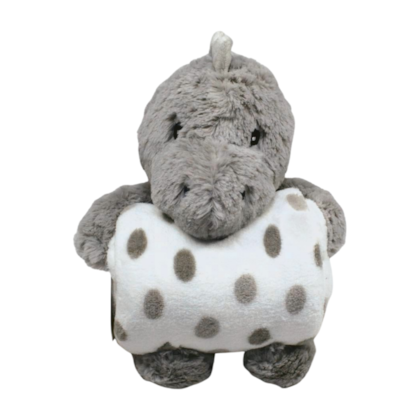 Kit Manta Microfibra Premium com Bichinho de Pelúcia Dino Cinza 11337 - Bene Casa Baby