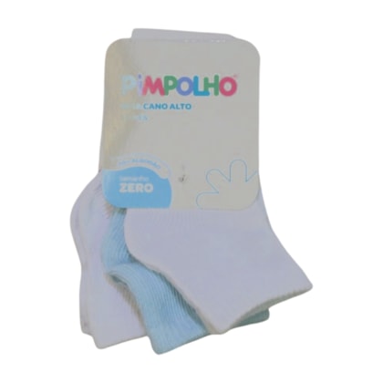 Kit Meia Masculina Cano Alto 3 Pares Tamanho 0 - Pimpolho