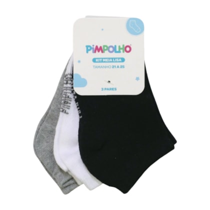 Kit Meias Cores Sortidas 3 Pares Tamanho 21 ao 25 9574 - Pimpolho