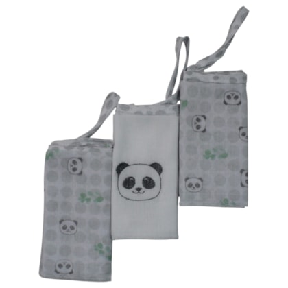 Kit Paninho de Boca com Predender de Chupeta 3 Peças Sortidas Coelhos 3503 - Papi