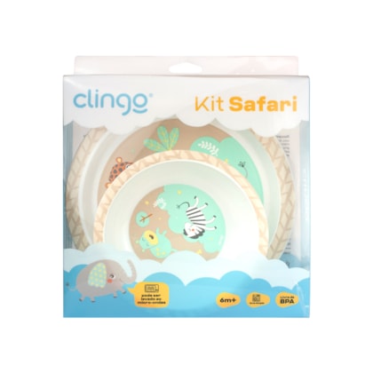 Kit Safari Prato e Tigela Infantill 6m+ 3225 - Clingo    