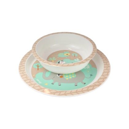 Kit Safari Prato e Tigela Infantill 6m+ 3225 - Clingo    