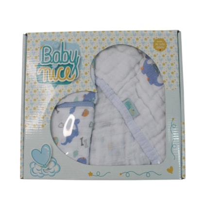 Kit Toalha de Banho e Toalha de Boca 3 Peças Estampa Sortidas 543356 - Baby Nice - Minasrey