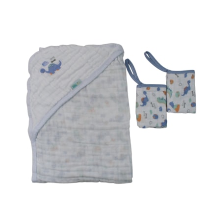 Kit Toalha de Banho e Toalha de Boca 3 Peças Estampa Sortidas 543356 - Baby Nice - Minasrey