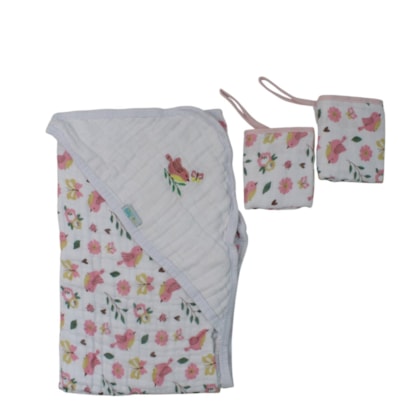 Kit Toalha de Banho e Toalha de Boca 3 Peças Estampa Sortidas 543556 - Baby Nice - Minasrey