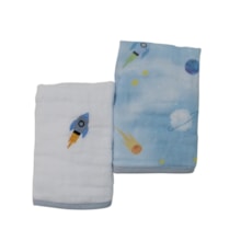 Kit Toalha de Boca Estampado Espaço 2 Peças 534660 - Muito Mimo Temas - Minasrey