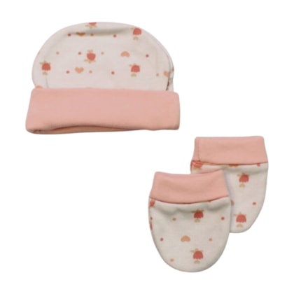 Kit Touca e Luva Estampado Flor 2 Peças 0901040 - Estilinho