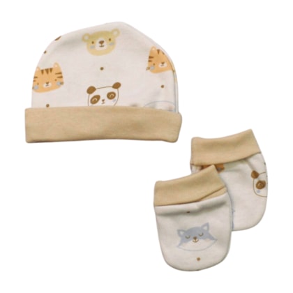 Kit Touca e Luva Estampado Panda 2 Peças 0901040 - Estilinho