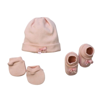 Kit Touca,Sapatinho e Luva Feminino Tamanho Único 6262 3 Peças - Pimpolho 