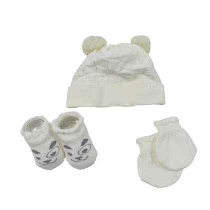 Kit Touca, Sapatinho e Luva  Tamanho Único 6345 3 Peças - Pimpolho