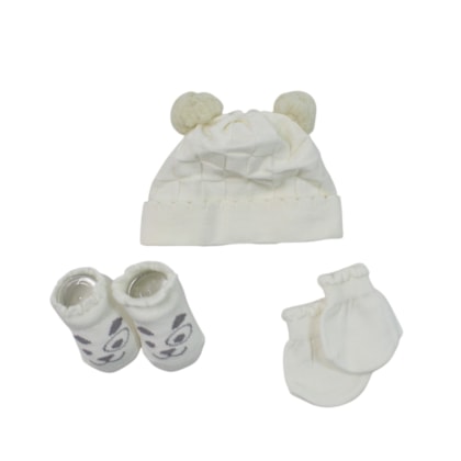 Kit Touca, Sapatinho e Luva  Tamanho Único 6345 3 Peças - Pimpolho