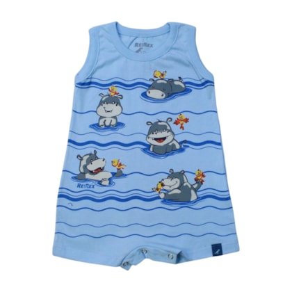 Macacão Banho de Sol Masculino Estampa Hipopótamo 45484 - Rei Rex 