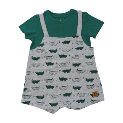 Macacão Curto Estampado Jacaré com Camiseta Embutida 70345 - Alenice